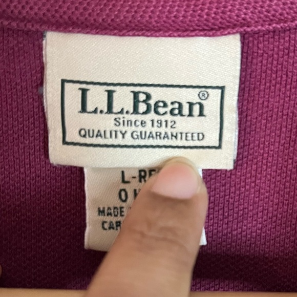 L.L. Bean Burgundy Long-Sleeve Polo Shirt Men’s Large 100% Cotton Classic Fit - Picture 14 of 16